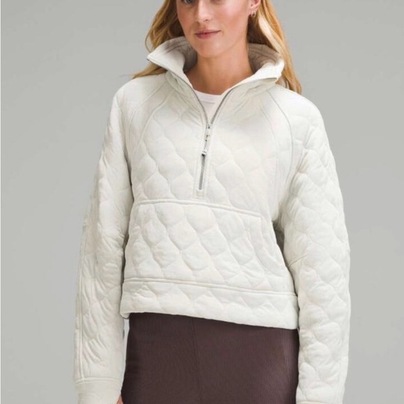 lululemon athletica Jackets & Blazers - Lululemon Scuba Oversized Quilted Half Zip Hoodie in Bone